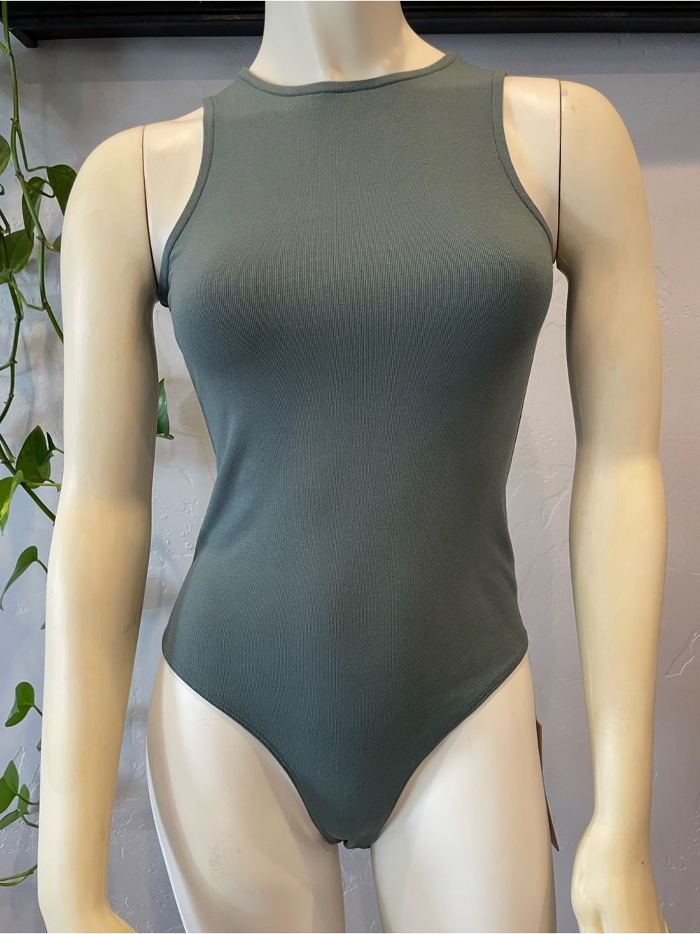NWT Moyiko Olive Green High-Neck bodysuit S